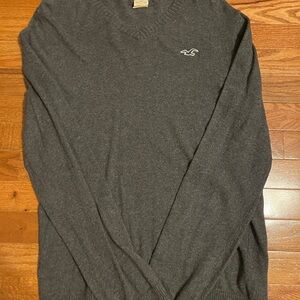 Hollister Dark Gray V-Neck Sweater for Men